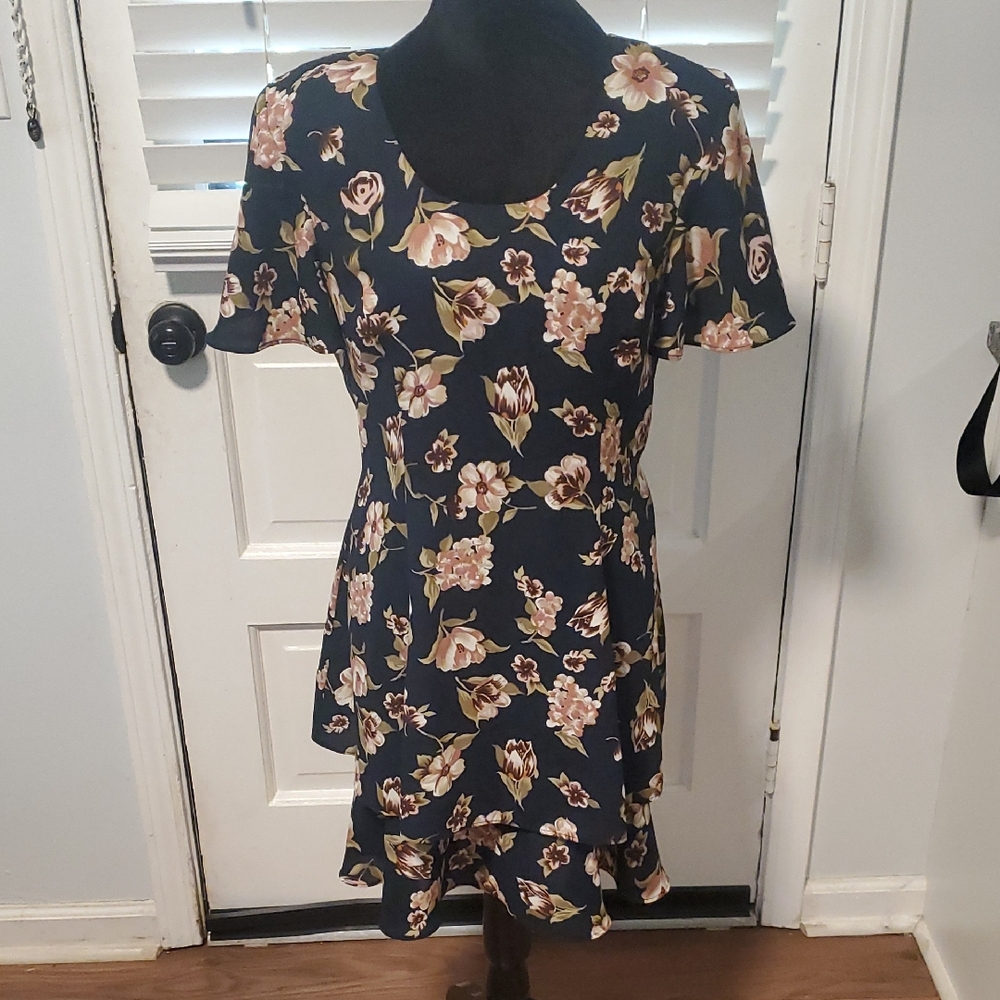 Randi May Floral Black And Pink Mini Dress